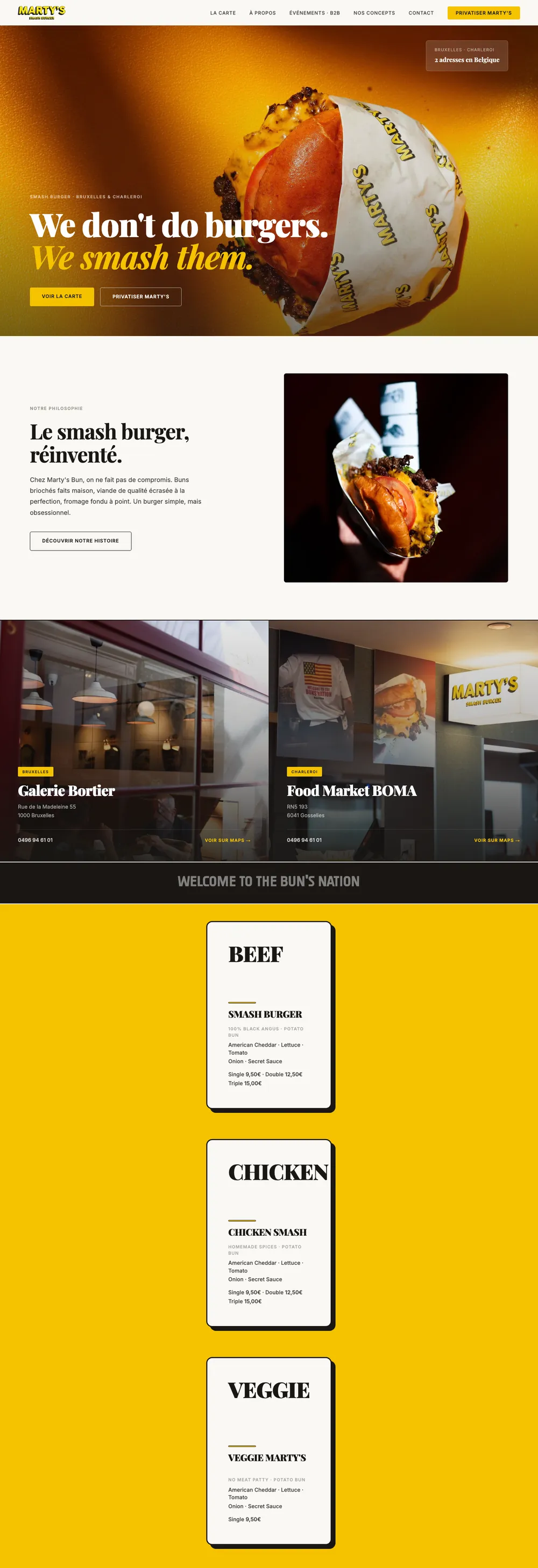 Site Marty's Bun, page complète